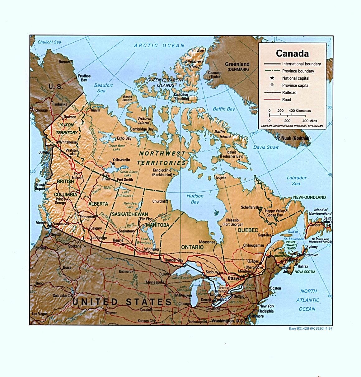 mapa do Canadá formações