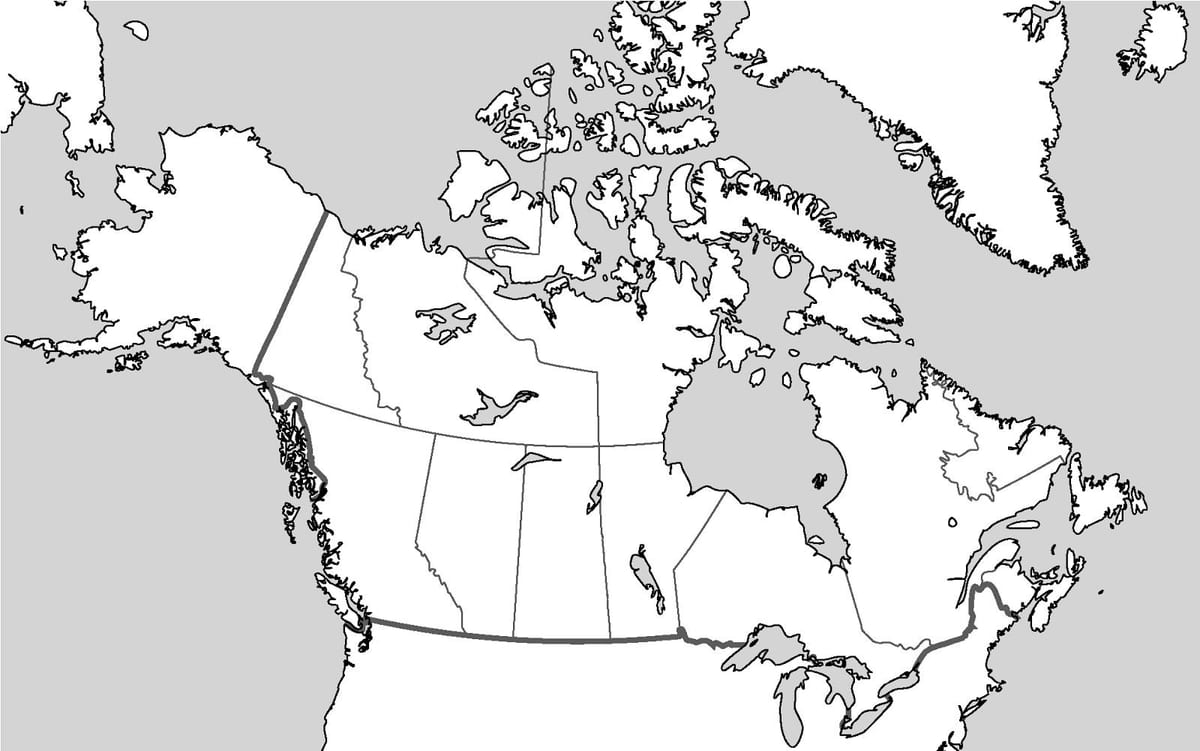 um mapa em branco do Canadá
