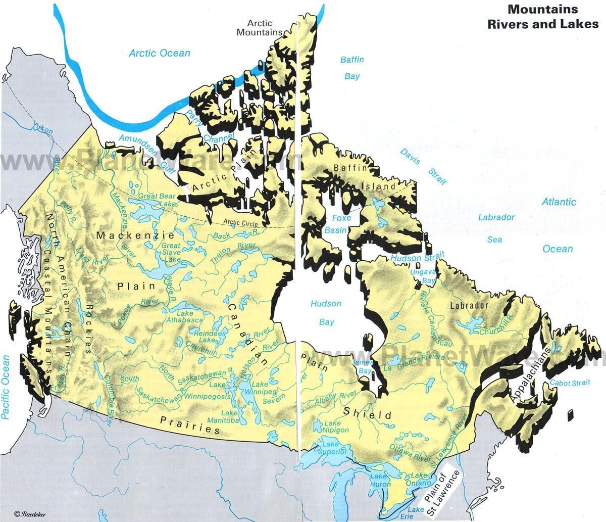 montanhas no Canadá mapa