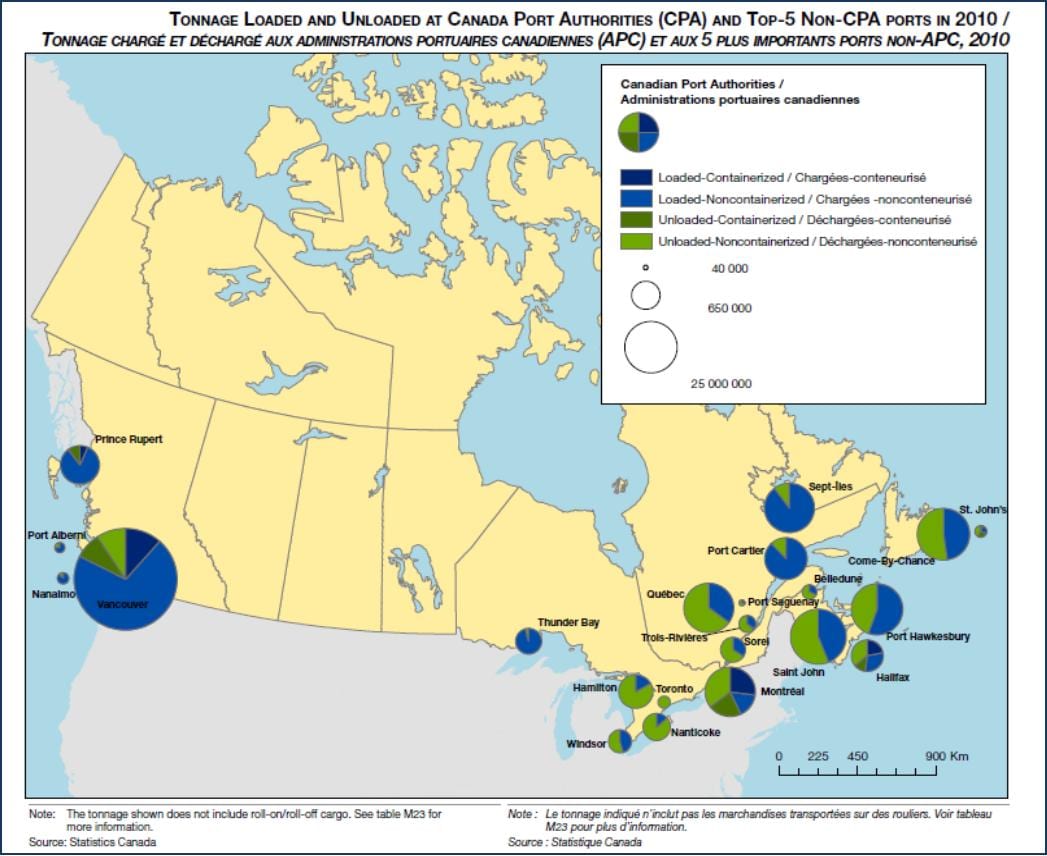 mapa do Canadá portas