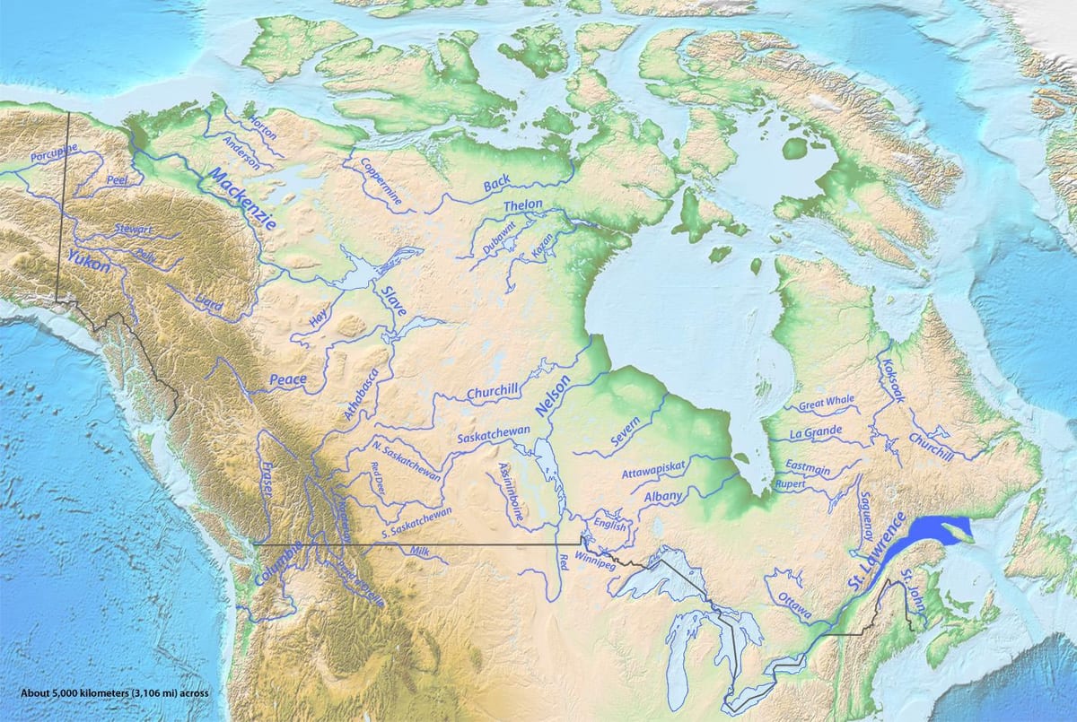 Canadá rios do mapa