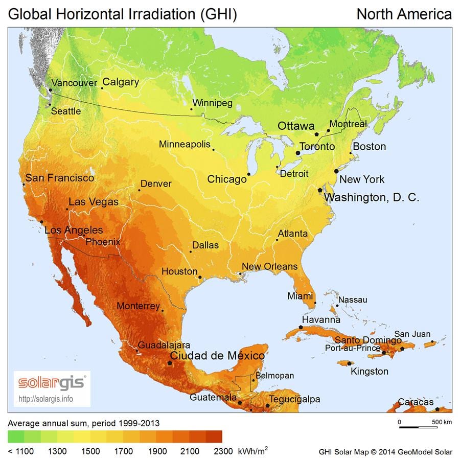 mapa do Canadá sol