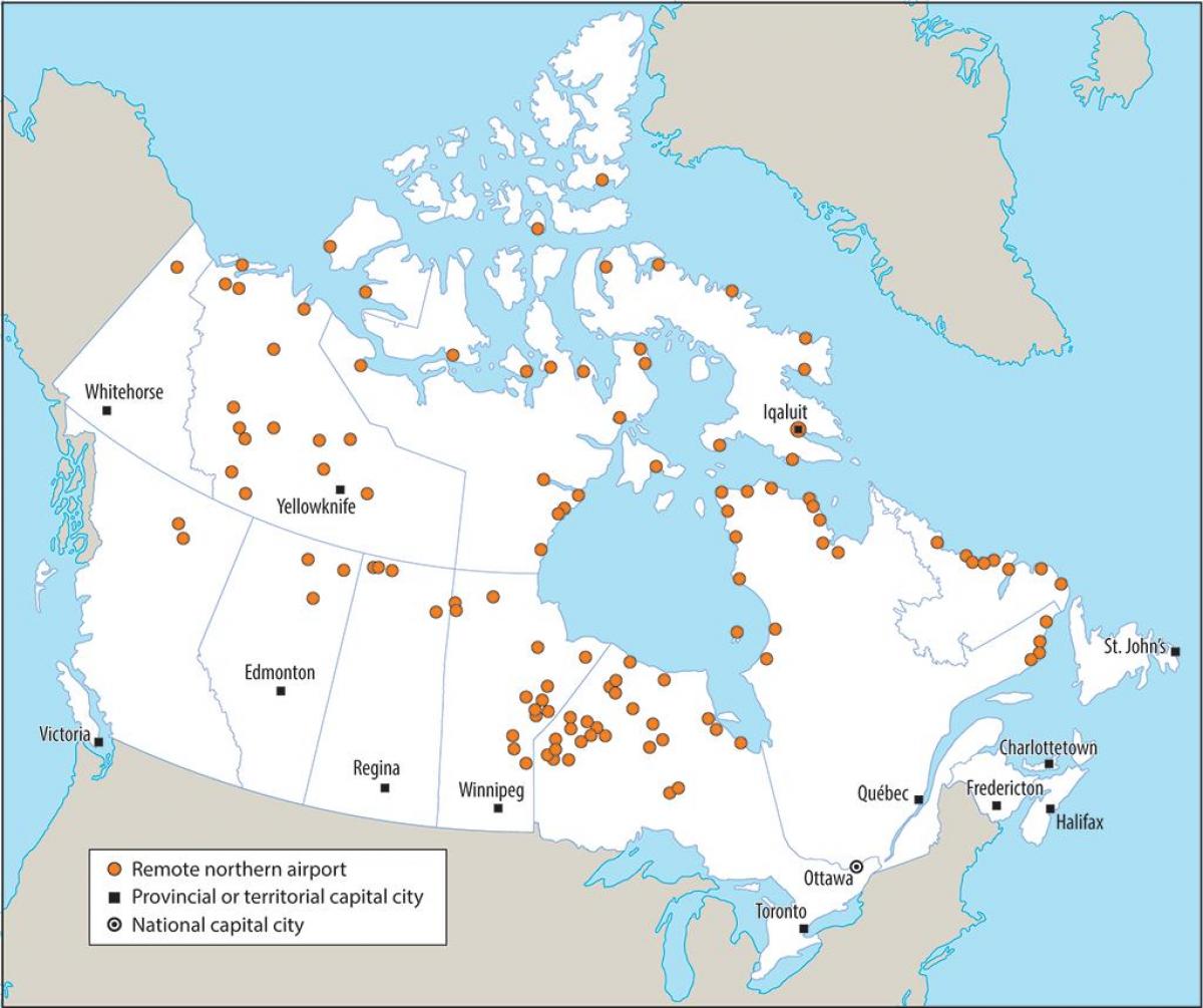 Canadá aeroportos internacionais do mapa