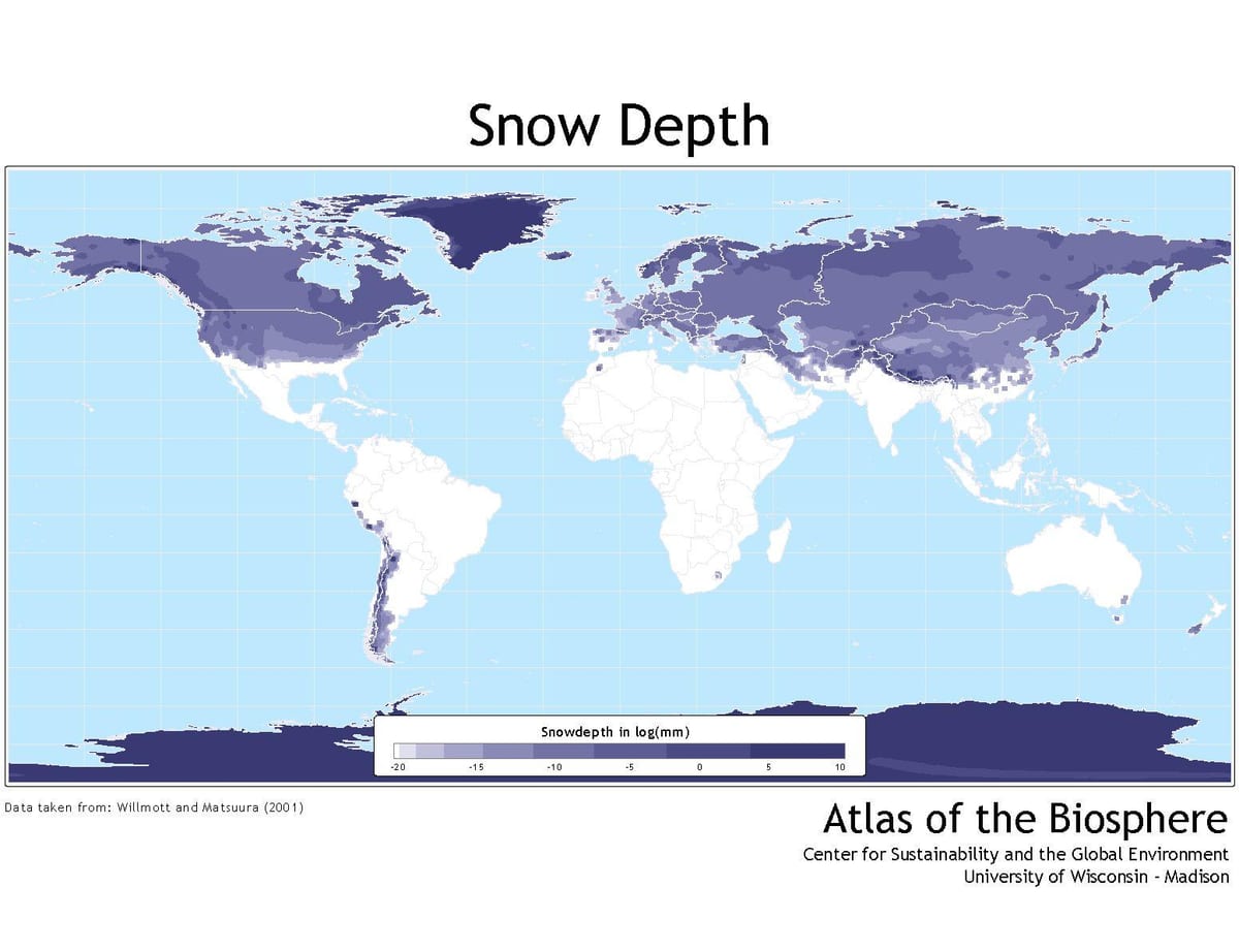 mapa do Canadá cobertura de neve