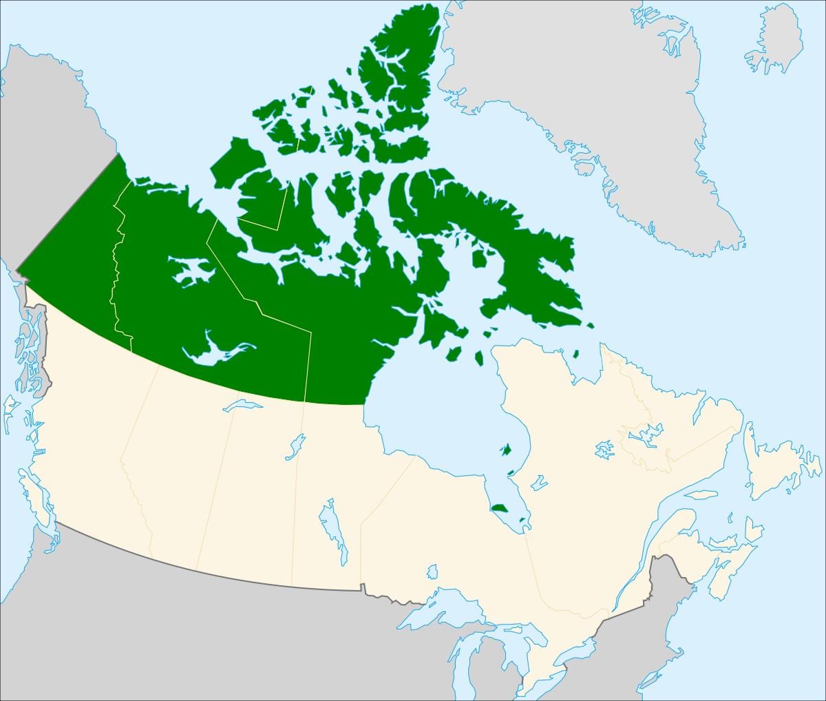 o norte do Canadá mapa