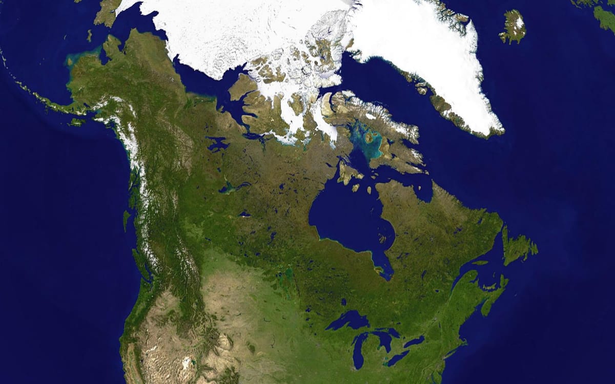 mapa do Canadá por satélite