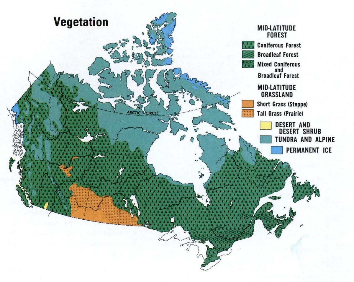 mapa do Canadá vegetação