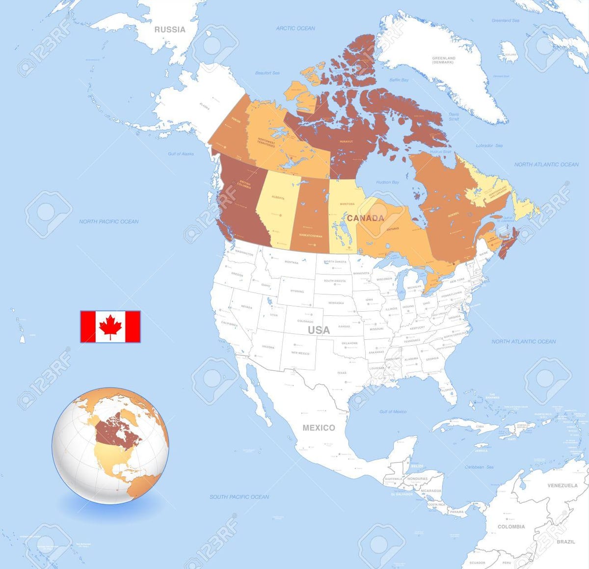 Canadá globo mapa