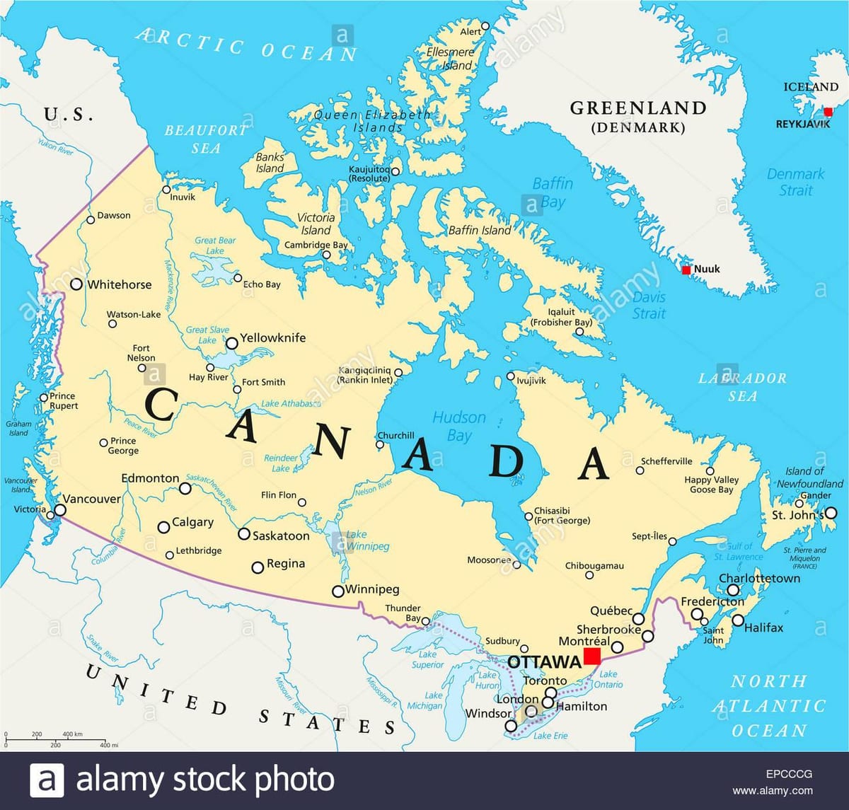 mapa do Canadá e suas capitais