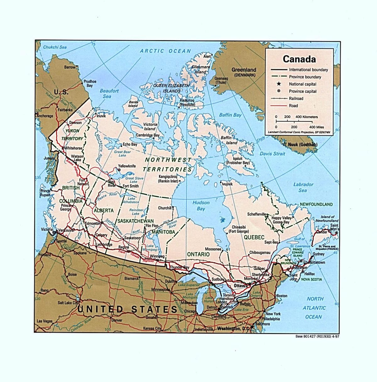 mapa do Canadá ocidental mapa