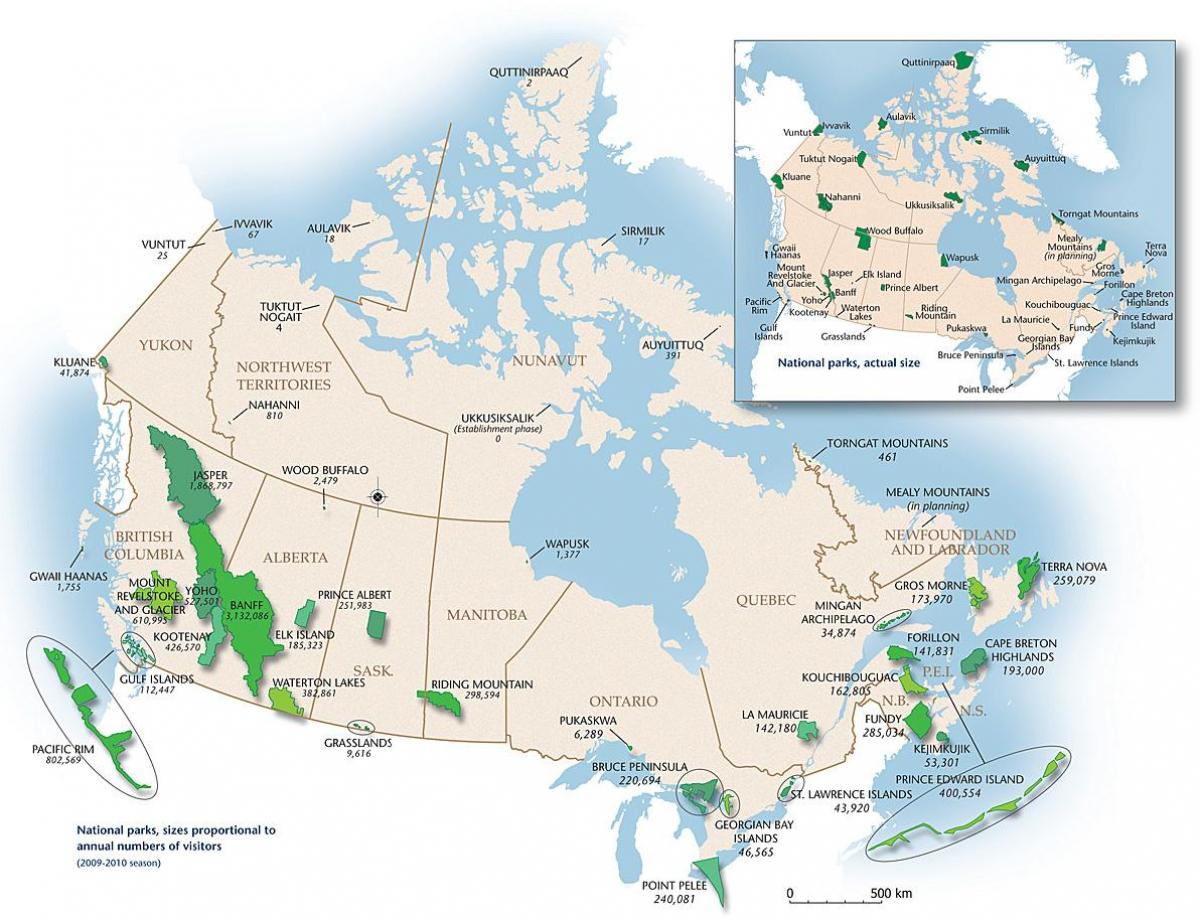 parques do Canadá mapa