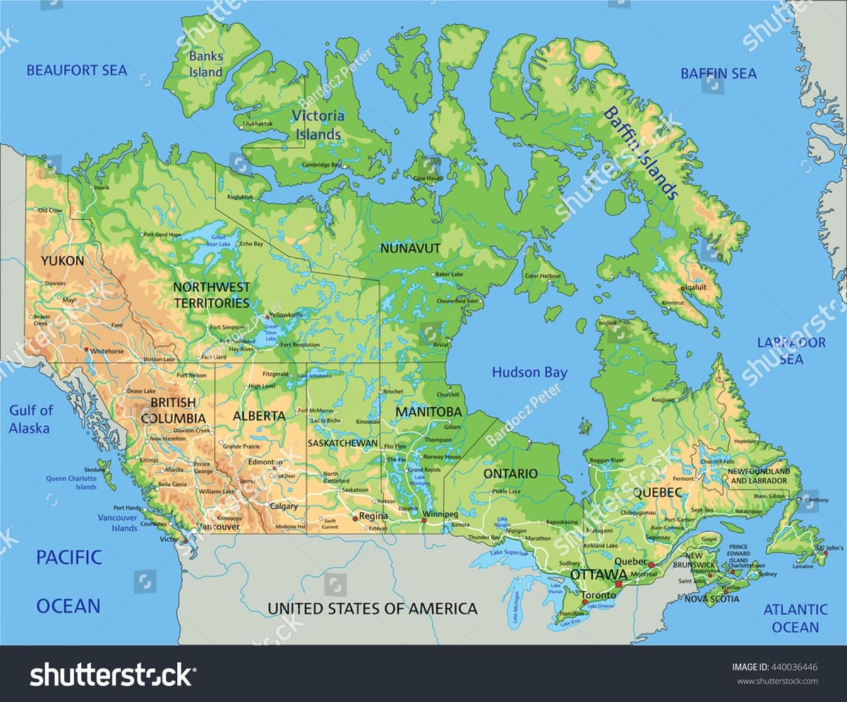 totalmente rotulada mapa do Canadá