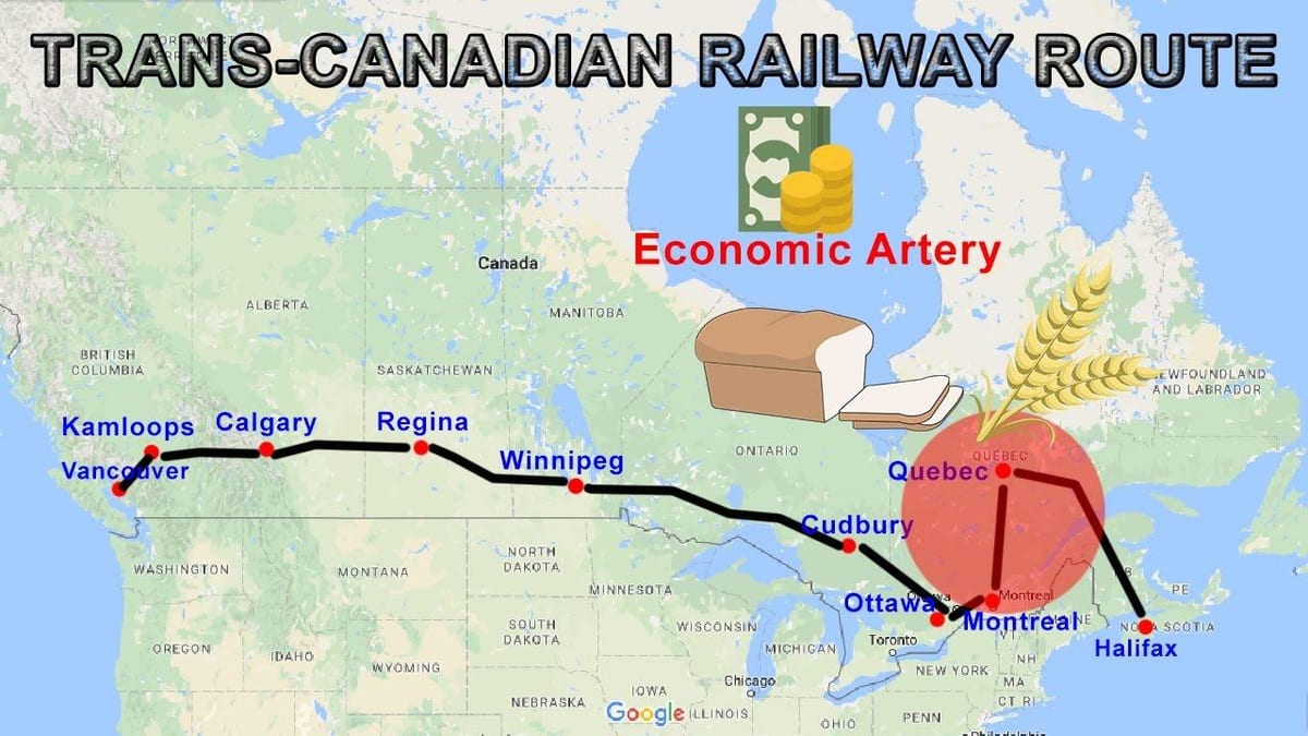 trans Canada rota ferroviária mapa