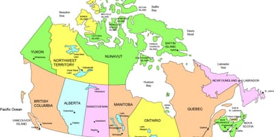 Mapa do Canadá, mostrando estados