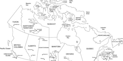 Canadá mapa com os estados e capitais