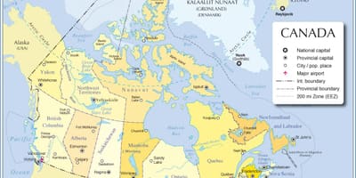 Mapa do Canadá de viagens