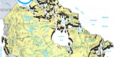 Montanhas no Canadá mapa