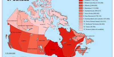 Demográfica mapa do Canadá