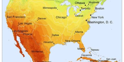 Mapa do Canadá sol