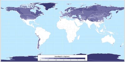 Mapa do Canadá cobertura de neve