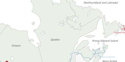 Mapa da costa leste e no Canadá