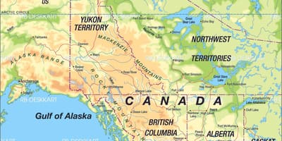 Mapa detalhado da região oeste do Canadá