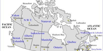 Mapa de estradas do Canadá e províncias