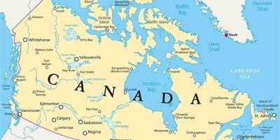 Mapa do Canadá 1700