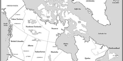 Canadá mapa em preto e branco