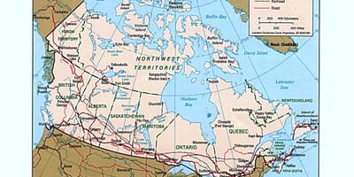Mapa do Canadá ocidental mapa