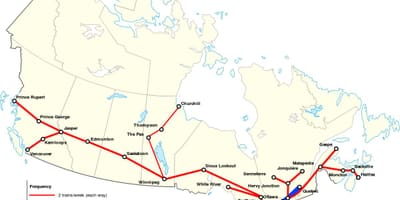 Mapa do Canadá rotas de trem