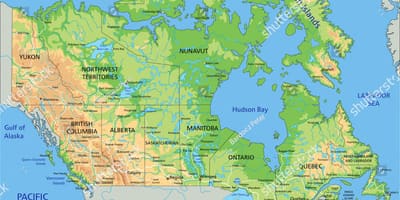 Totalmente rotulada mapa do Canadá
