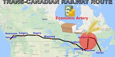 Trans Canada rota ferroviária mapa
